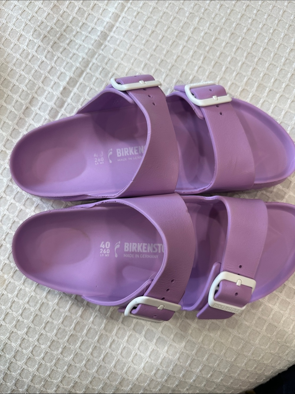 Birkenstocks Arizona Eva Lavender Essentials Slide Sandals Size 40